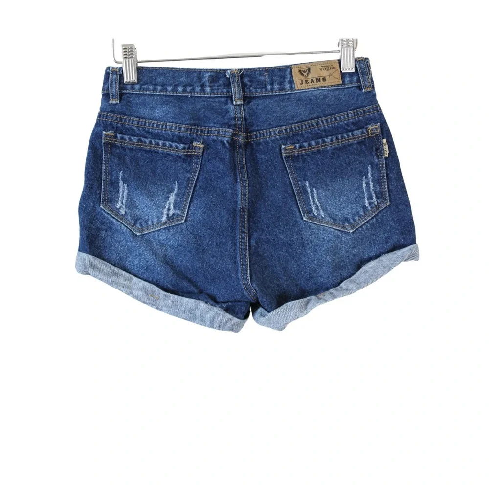 Womens Denim‎ Jean shorts Distressed with Rose Patch (no size)